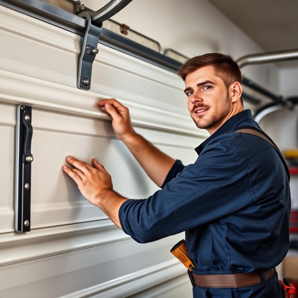 Professional Norwell Garage Doors technician installing a new garage door panel